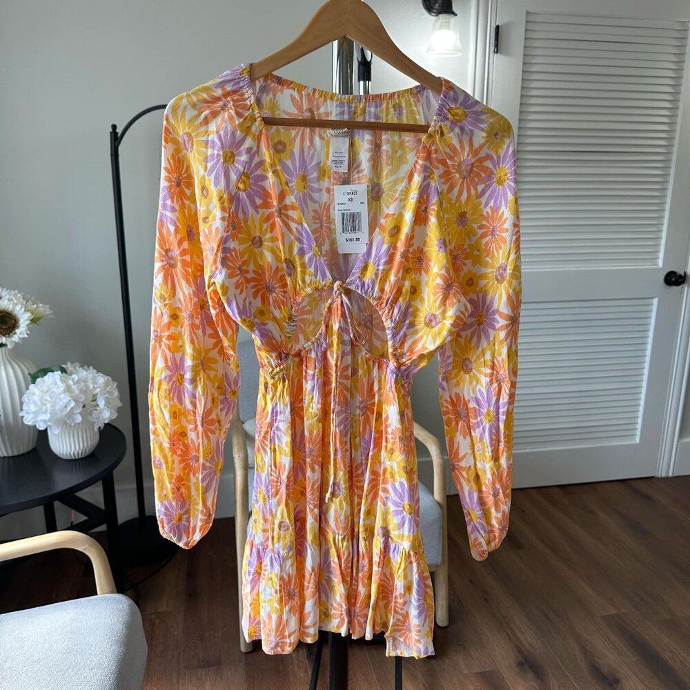 Womens L*Space Feelin' Fine Sun Flower Cut Out Mini Dress XS NWT